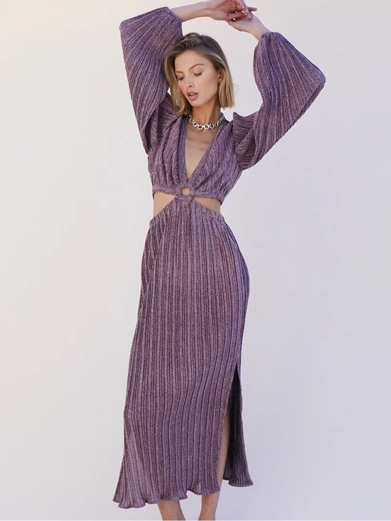 REVOLVE Dresses & Skirts - NWT SUBOO Revolve Balloon Sleeve Metallic Maxi Women's Dress Small